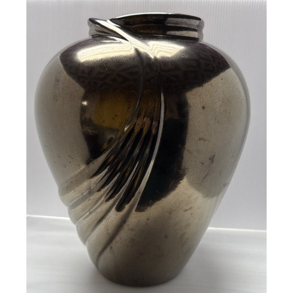 Vtg Haeger Pottery Metallic Bronze Vase Planter Pot Large Abstract Swirl 12 inch - Picture 1 of 12
